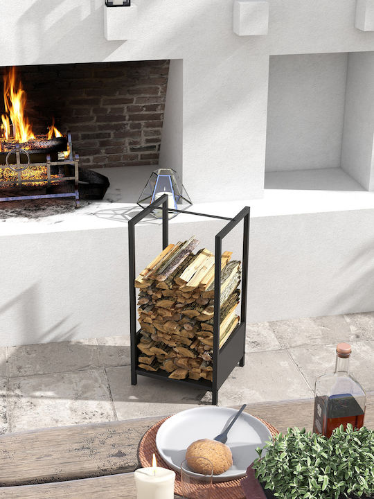 Outsunny Wooden Shelf Wood Storage 39x35x76cm Black