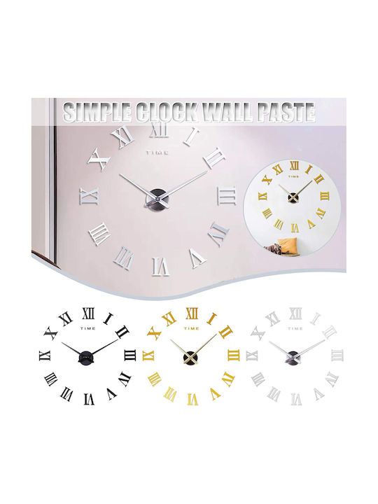 3D Wall Clock Sticker Plastic Gold Ø120cm