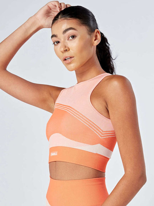 Twill Active Damen Sportliches Crop Top Ärmellos Orange