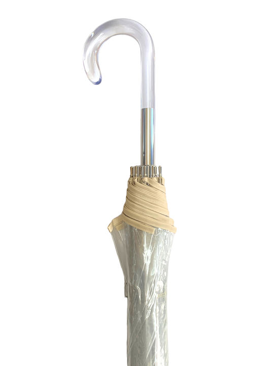 Ezpeleta Winddicht Regenschirm mit Gehstock Transparent / Beige