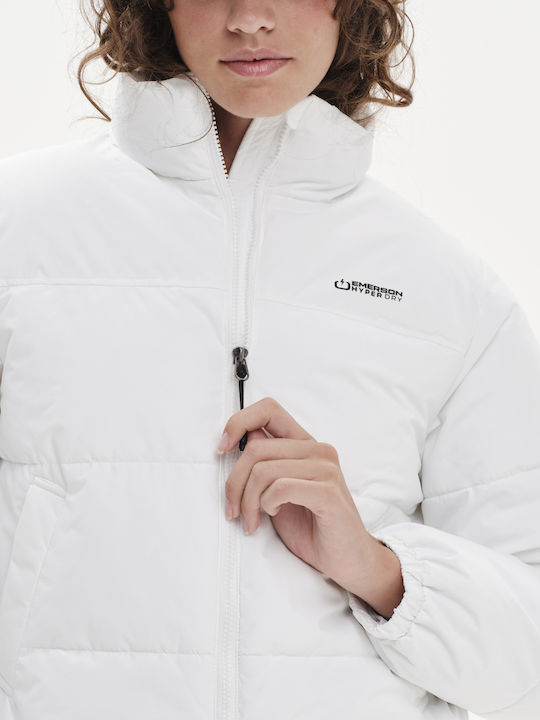 Women's Short Puffer Jacket for Spring or Autumn White