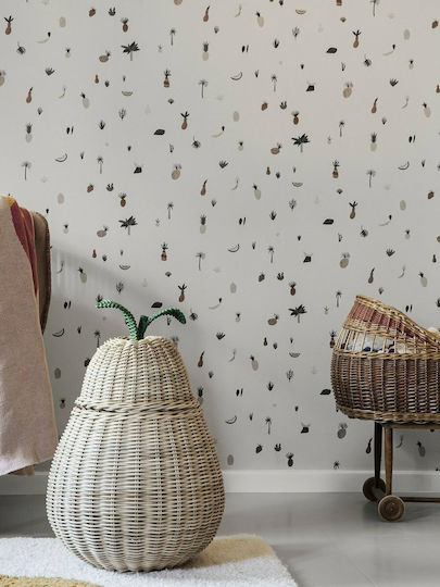 Ferm Living Кошница за съхранение Ратан с Капак Бежов 19x19x30см 1бр