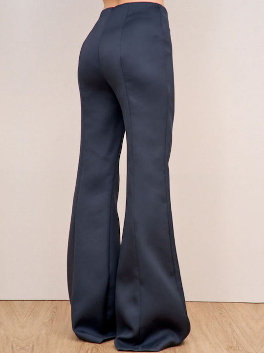 Patrizia Pepe Women's High Waist Fabric Palazzo Pants Regular Fit Black