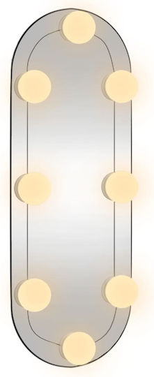 vidaXL Wandspiegel Oval mit Silber Kunststoff Rahmen & LED Beleuchtung 40x15cm 1Stück