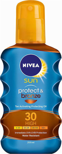 Nivea Protect & Bronze Waterproof Body Sunscreen Oil SPF30 Spray 200ml