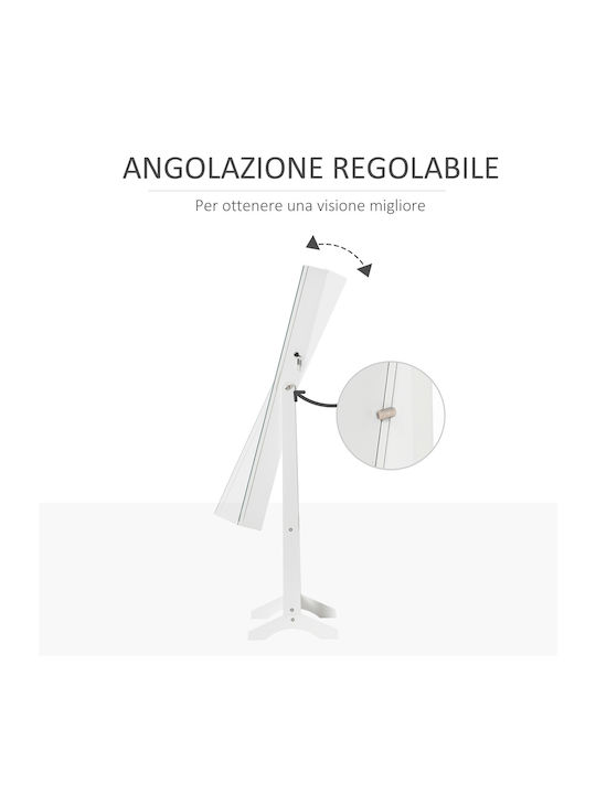 HomCom Boden- oder Standspiegel mit Weißem Holzrahmen & LED Beleuchtung 151,5x46cm
