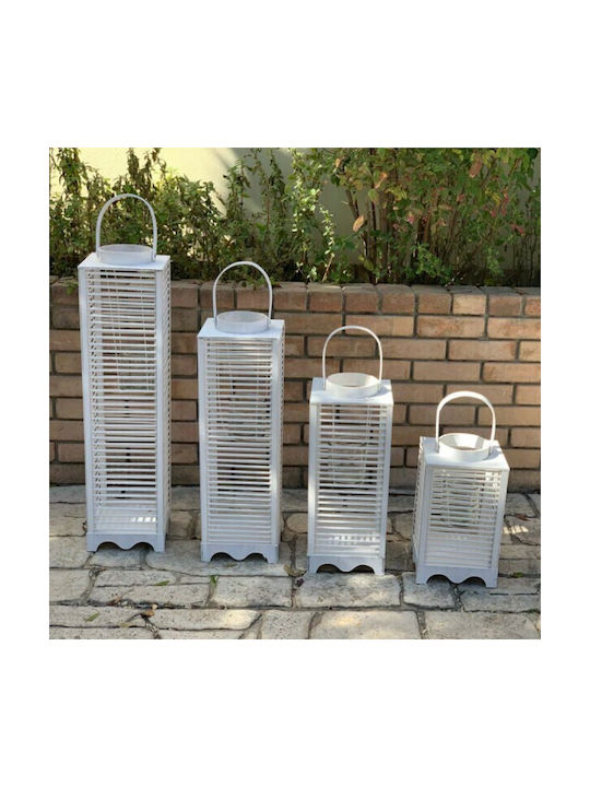 Palma Emporio Tabletop Wooden Lantern White 32cm