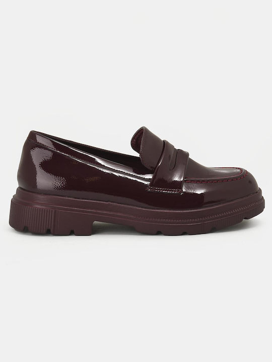 Bozikis Patent Leather Women's Loafers in Burgundy Color