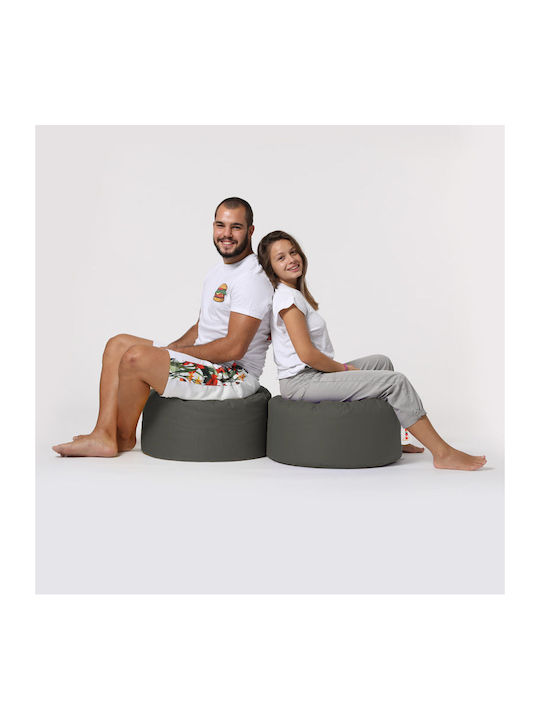 Bean Bag Chair Stool Waterproof Round Grey 55x55x30cm