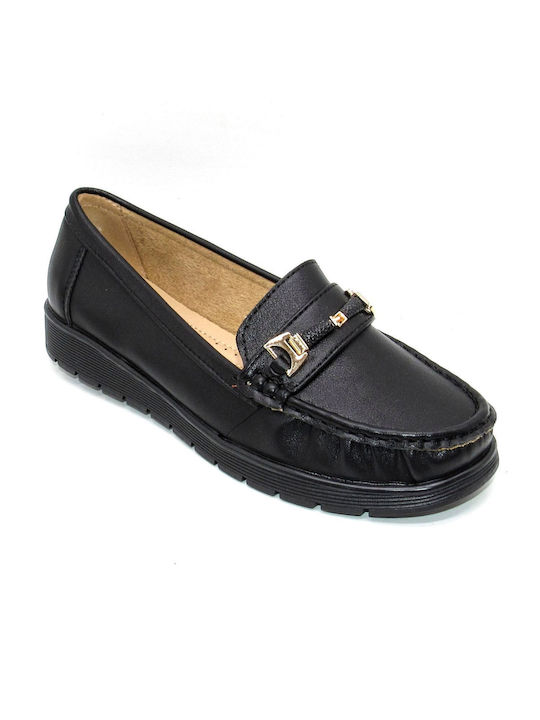 Super Mode Γυναικεία Loafers σε Μαύρο Χρώμα