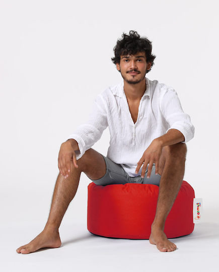 Waterproof Bean Bag Stool Poof Round Red 55x55x30cm