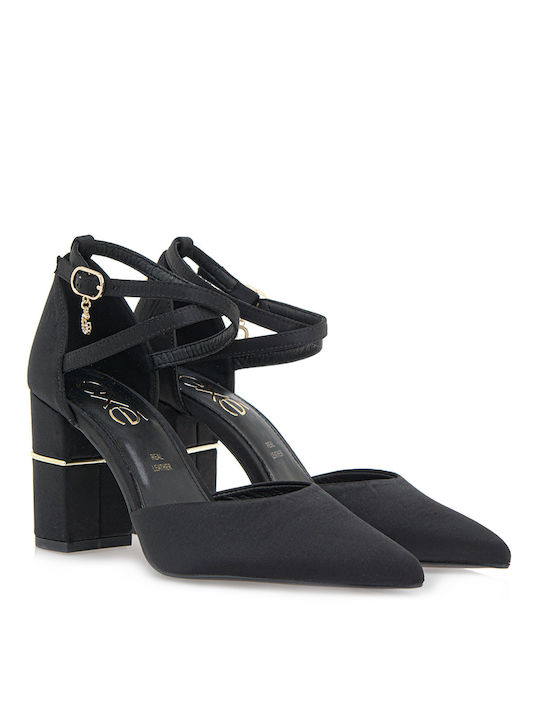 Exe Black Heels with Strap