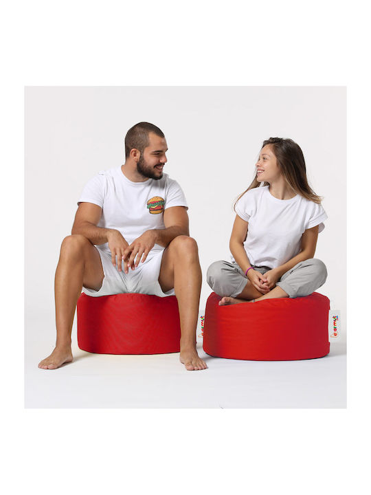 Waterproof Bean Bag Stool Poof Round Red 55x55x30cm