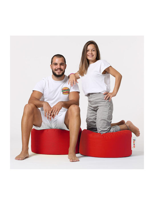 Waterproof Bean Bag Stool Poof Round Red 55x55x30cm