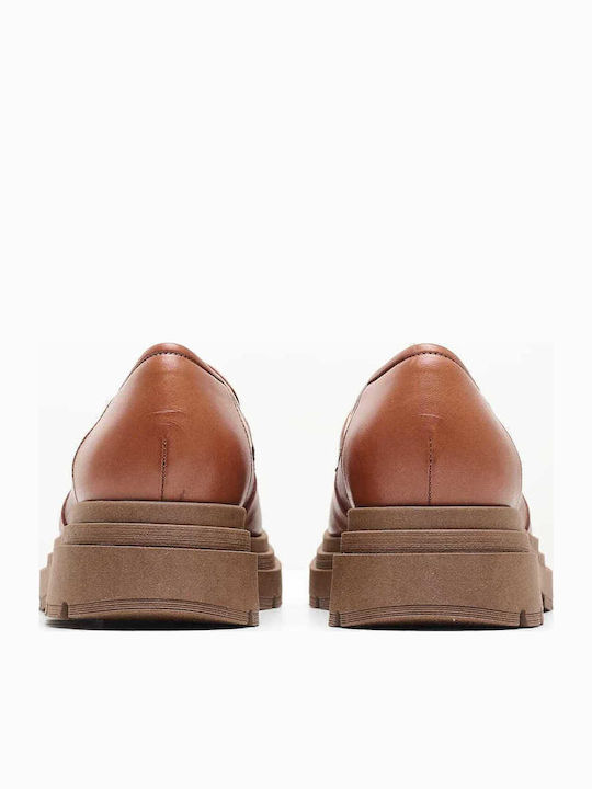 Leather Women's Moccasins in Tabac Brown Color