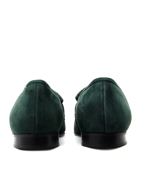 Leder Damen Mokassins in Grün Farbe