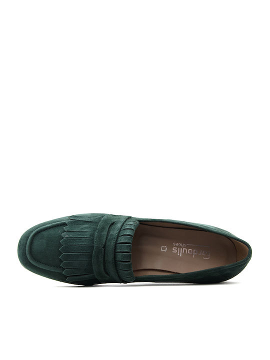 Leder Damen Mokassins in Grün Farbe