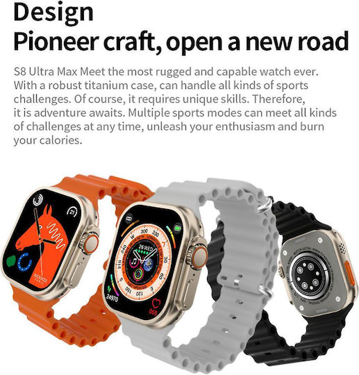S8 Ultra Max Titanium Smartwatch with Heart Rate Monitor (Black)