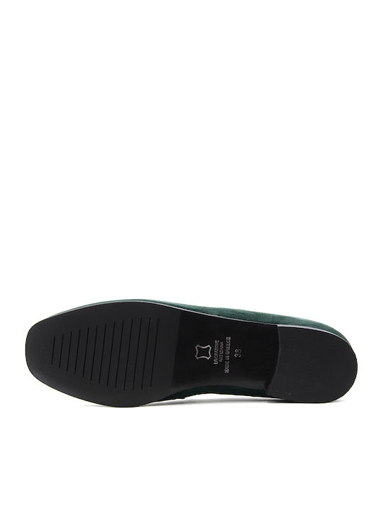 Leder Damen Mokassins in Grün Farbe