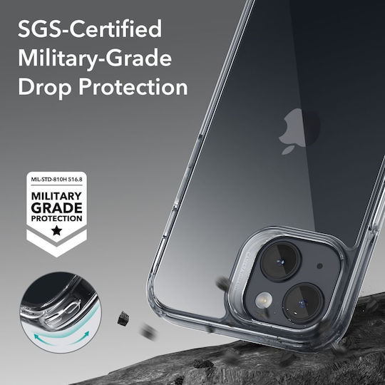 ESR Ice Shield Back Cover Tempered Glass / Σιλικόνης Σετ με Τζαμάκι Διάφανο (iPhone 15 Plus)