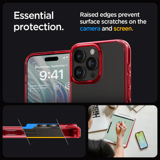 Spigen Ultra Hybrid Задна корица Пластмаса 2мм Наситено червено (iPhone 15 Pro)