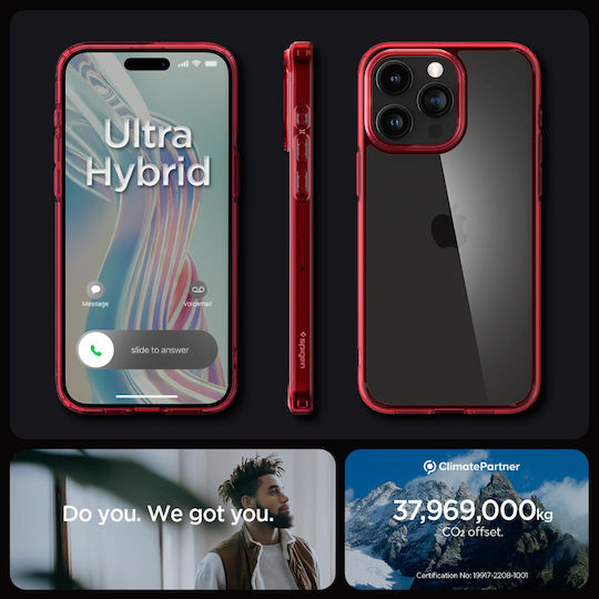 Spigen Ultra Hybrid Задна корица Пластмаса 2мм Наситено червено (iPhone 15 Pro)