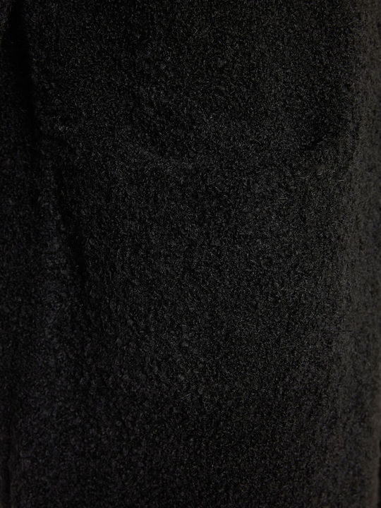 Funky Buddha Μακριά Γυναικεία Πλεκτή Ζακέτα σε Μαύρο Χρώμα