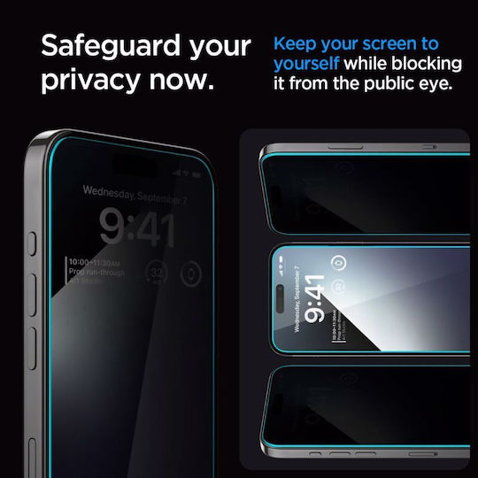 Spigen Ez Fit Glas.tr Privacy Full Face Tempered Glass 2τμχ (iPhone 15 / 16)