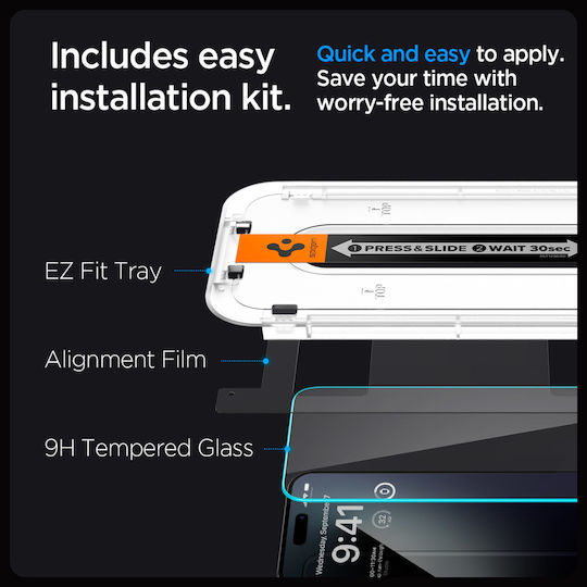 Spigen tR EZ Fit 0.2mm Tempered Glass (iPhone 15 Pro)