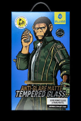 Blueo Mr Monkey Glass 5D Matte Full Face Tempered Glass Black (iPhone 15 Pro Max)