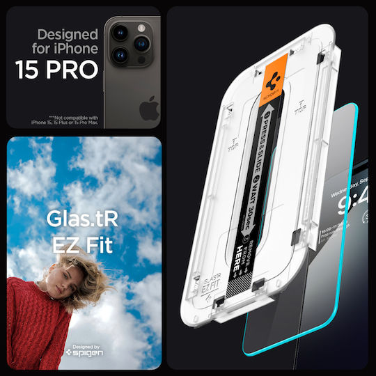 Spigen Glas.tR EZ Fit Tempered Glass (iPhone 15 Pro Max)