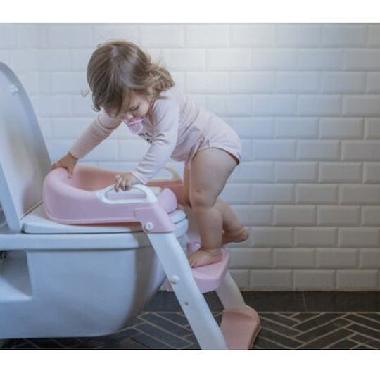 Minene Toddler Toilet Seat with Footrest Handles and Gray Cushion