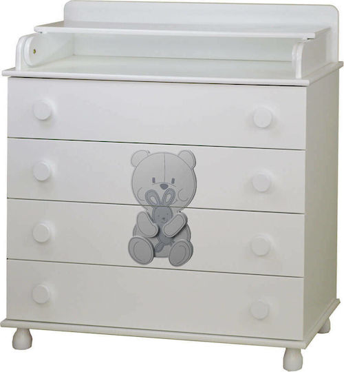 Polar Baby Kommode mit 4 Schubladen Weiß 94x50x101cm