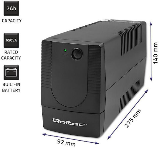 Qoltec FR UPS Line-Interactive 650VA 360W с 2 Schuko Гнезда