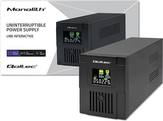 Qoltec FR UPS Line-Interactive 1500VA 900W με 4 Πρίζες