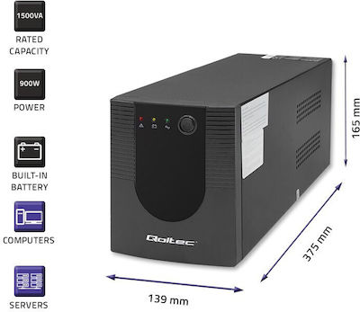 Qoltec FR UPS Line-Interactive 1500VA 900W with 4 Power Plugs