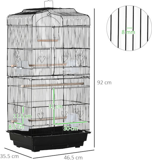 Pawhut Bird Cage 46.5x35.5x92cm Black