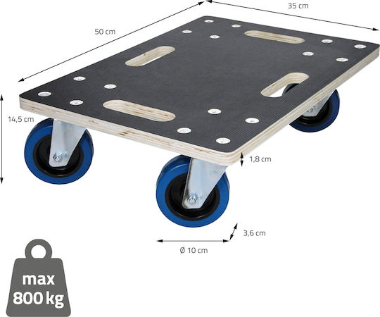 ECD Germany Mobile Basis for Load Weight up to 800kg in Gray Color
