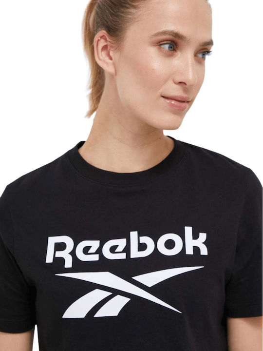 Identity Γυναικείο Crop Top Βαμβακερό Κοντομάνικο Μαύρο