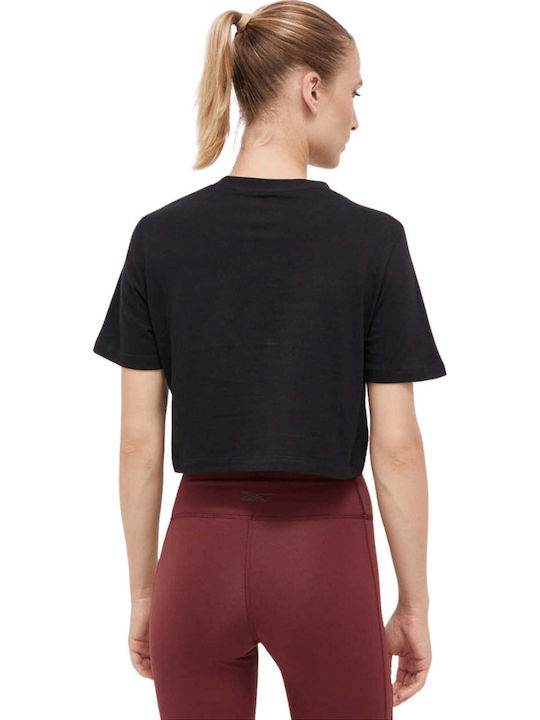 Identity Γυναικείο Crop Top Βαμβακερό Κοντομάνικο Μαύρο
