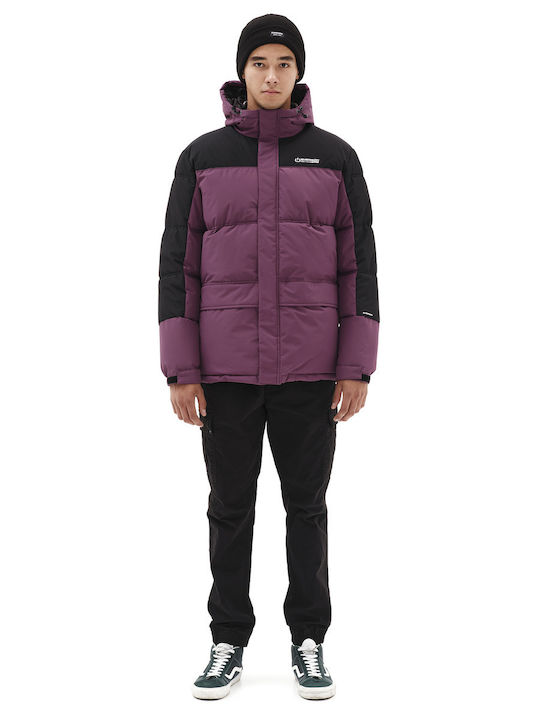 Winter Jacket Puffer Waterproof and Windproof Mauve/Black