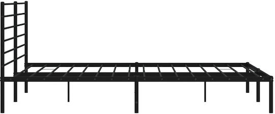 Легло King Size Метално Черно с Дъски за Матрак 183x213см