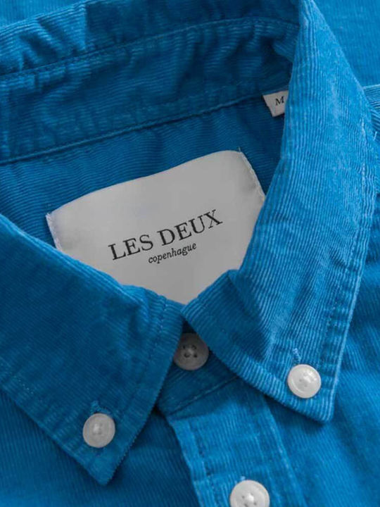 Les Deux Men's Shirt Long Sleeve Corduroy Blue