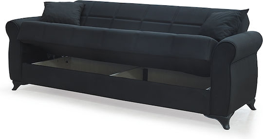 Lena Dreisitzer Sofa Bett Schwarz 210x80x75cm
