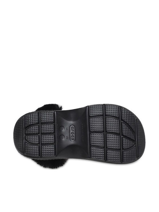 Crocs Stomp Lined Femei Sabot cu blană Negre