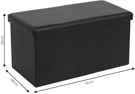 Taburet Cu Spațiu De Depozitare Tapițat Cu Piele Sintetică Cooperation Negru 76x38x38cm
