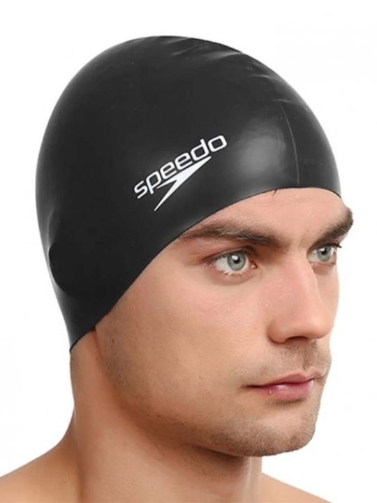Speedo Plain Flat Silicone Adults Swimming Cap Black