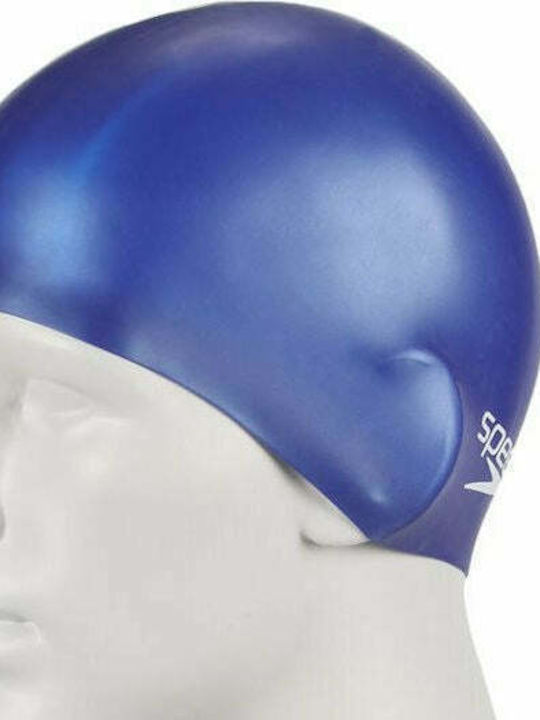 Speedo Plain Moulded Silicone Kids Swimming Cap Blue