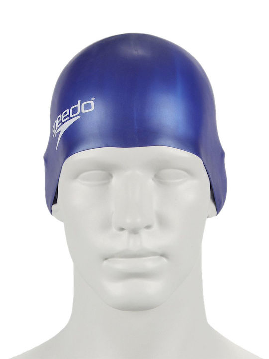 Speedo Plain Moulded Silicone Kids Swimming Cap Blue