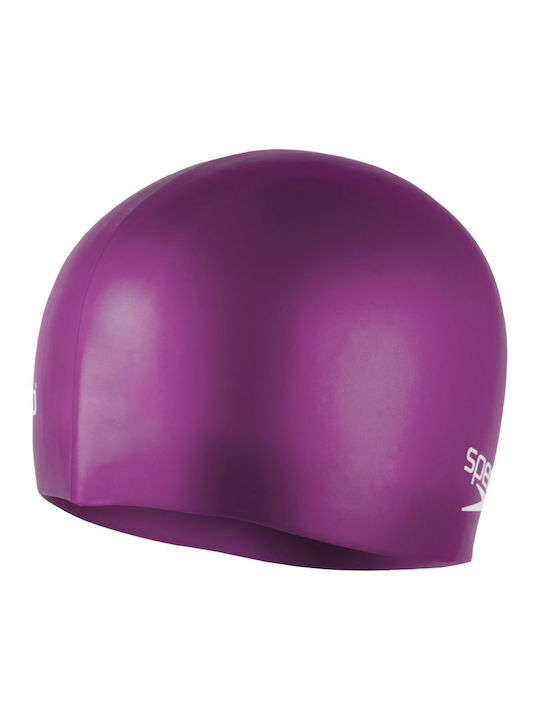 Speedo Plain Moulded Silicone Adults Swimming Cap Purple